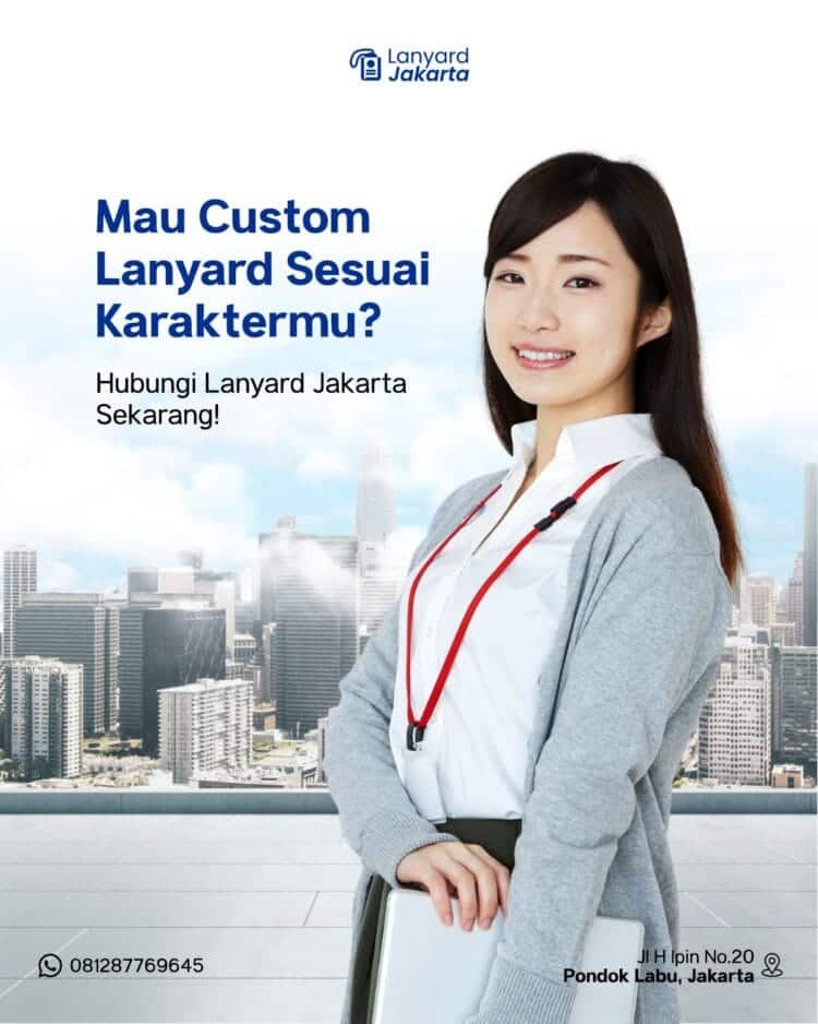 lanyard custom printing warna merah dengan logo